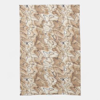Tan and Beige with Black Squiggly Lines Tea Towel