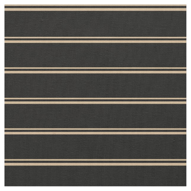 Tan and Black Coloured Lines/Stripes Pattern Fabric (Close Up)