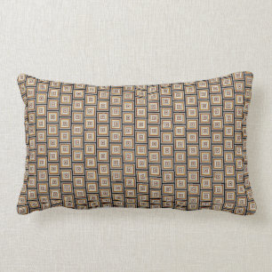 Tan and Black Geometric Print Lumbar Throw Pillow