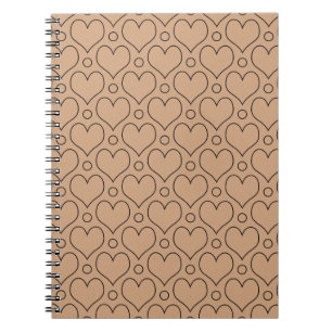 Tan and Black Love Hearts and Polka Dots pattern Notebook