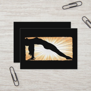 Tan and Black Mediation Yoga Business Cards