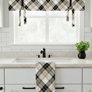 Tan and black plaid tea towel