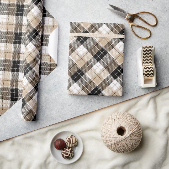 Tan and black plaid wrapping paper (Crafts)