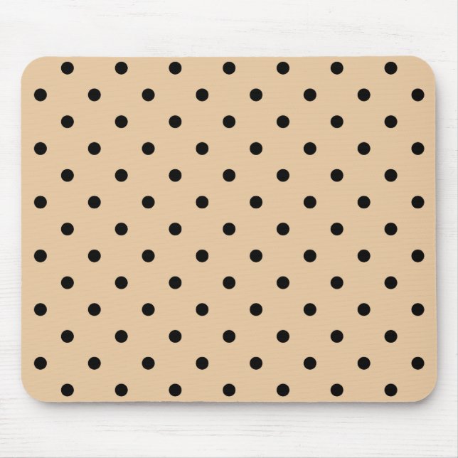 Tan and Black Polka Dot Pattern. Mouse Pad (Front)
