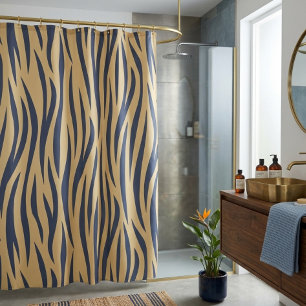 Tan and Black Zebra Stripe Shower Curtain