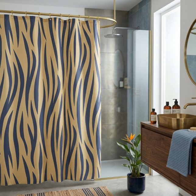Tan and Black Zebra Stripe Shower Curtain (Creator Uploaded)