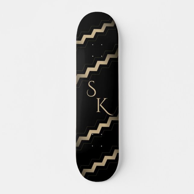 Tan and Black Zigzag  Skateboard (Front)