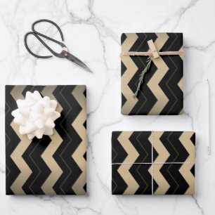 Tan and Black Zigzag  Wrapping Paper Sheet