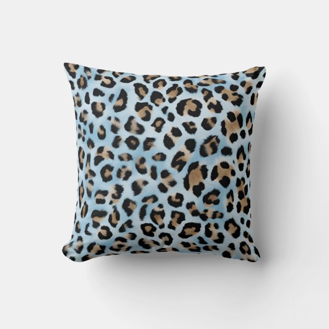 Tan And Blue Leopard Print  Cushion (Front)