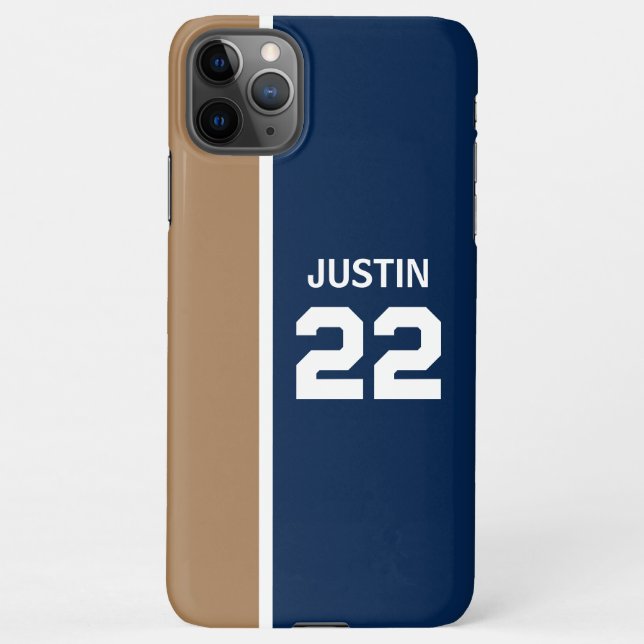 Tan and Blue Sports Theme iPhone Case (Back)