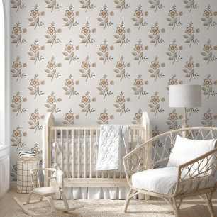 Tan and Brown Floral Wallpaper
