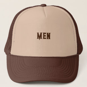 Tan and Brown MEN Text name Custom  Trucker Hat