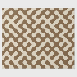 Tan and Brown Mid Century Modern Geometric Dots Wrapping Paper