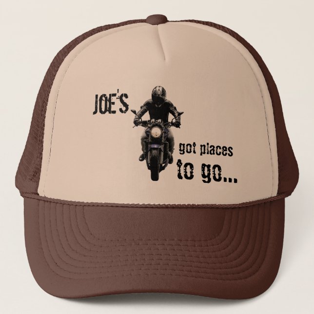 Tan and Brown Motorcycle Customised Cap (Front)