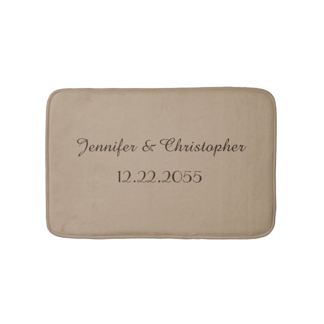 Tan and Brown Personalised Plush Bath Mat (Front)