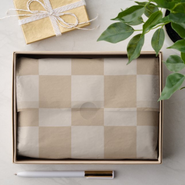 Tan and Cream Chequerboard Soft Neutral Palette Tissue Paper (Gift)