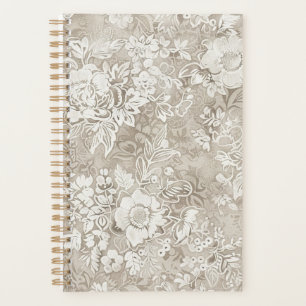 Tan and Cream Floral Planner