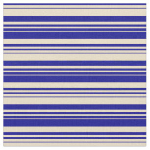 Tan and Dark Blue Lines Pattern Fabric