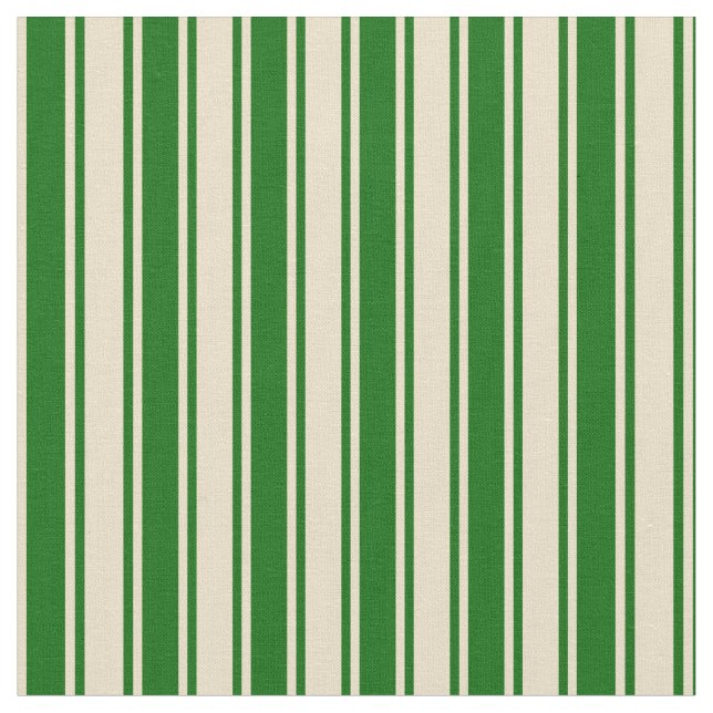 Tan and Dark Green Coloured Striped/Lined Pattern Fabric (Close Up)