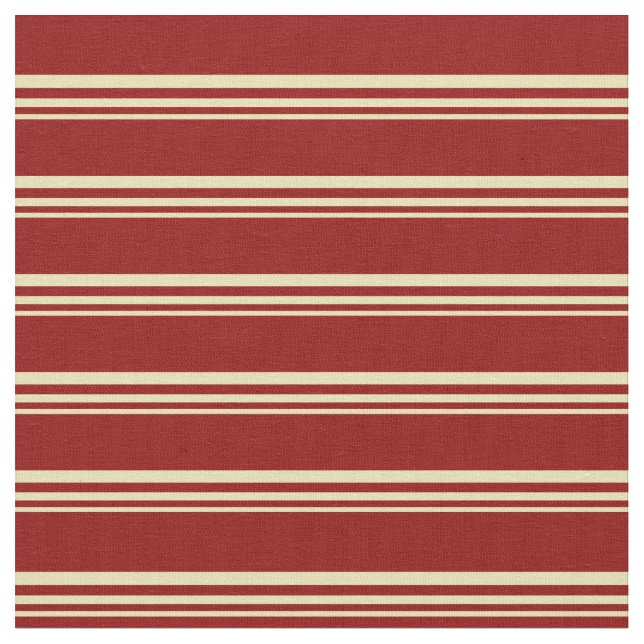 Tan and Dark Red Striped Pattern Fabric (Close Up)
