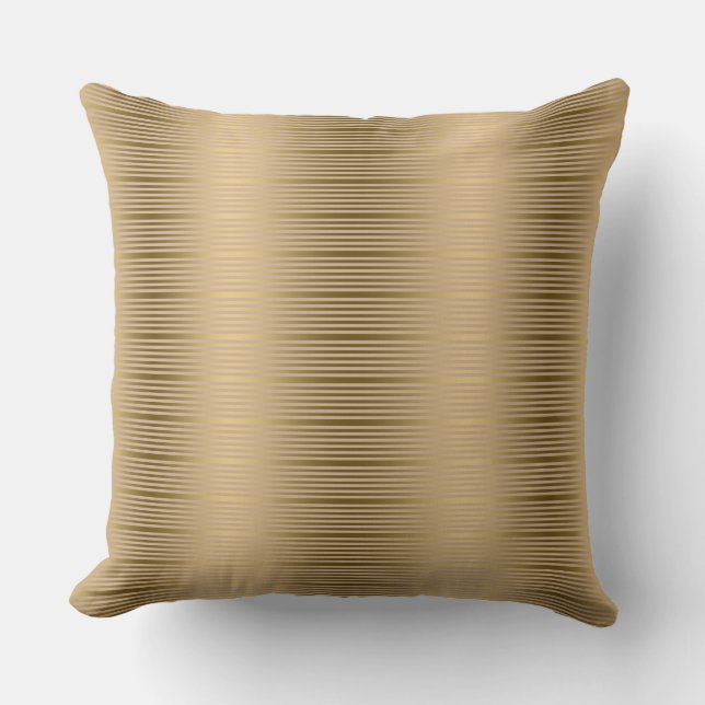 Tan And Gold Stripes Pattern Cushion (Front)