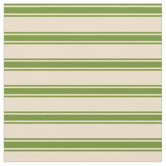 Tan and Green Lined Pattern Fabric