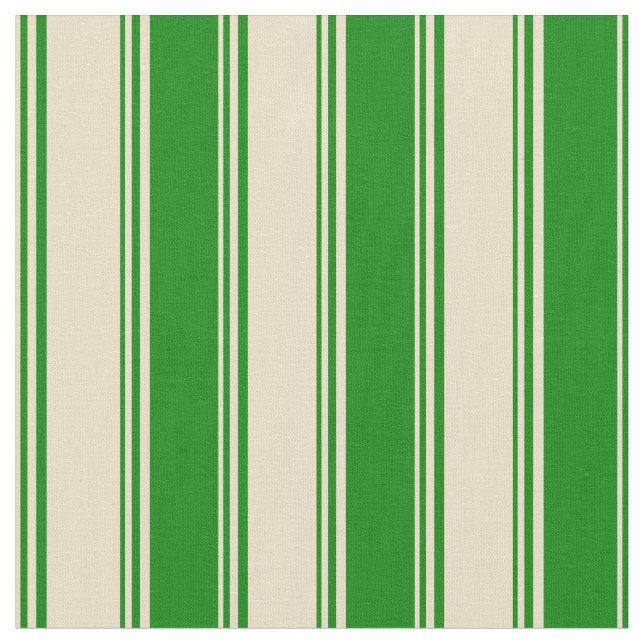 Tan and Green Pattern of Stripes Fabric (Close Up)