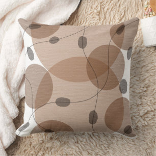 Tan and Grey Geometric Earthtones Circles Cushion