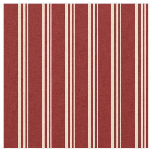 Tan and Maroon Coloured Striped/Lined Pattern Fabric (Close Up)