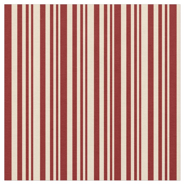 Tan and Maroon Coloured Stripes/Lines Pattern Fabric (Close Up)