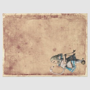 Tan and Rust Alice in Wonderland with Flamingo Tissue Paper