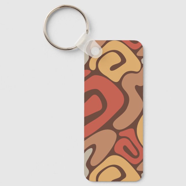 Tan and Rust Warm Spiral Coil Pattern Key Ring (Front)