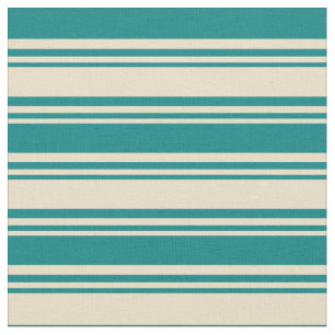 Tan and Teal Coloured Pattern of Stripes Fabric