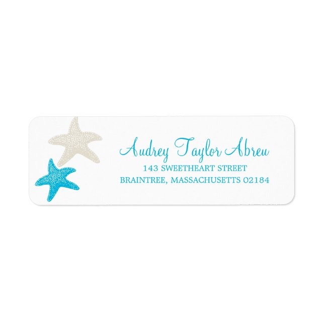 Tan and Teal Starfish | Return Address (Front)