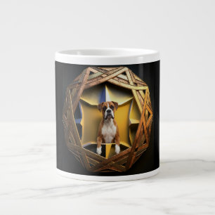 Tan And White Boxer Dog In A Futuristic Frame Large Coffee Mug