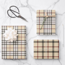 Tan and White Buffalo Plaid Gingham in set of 3