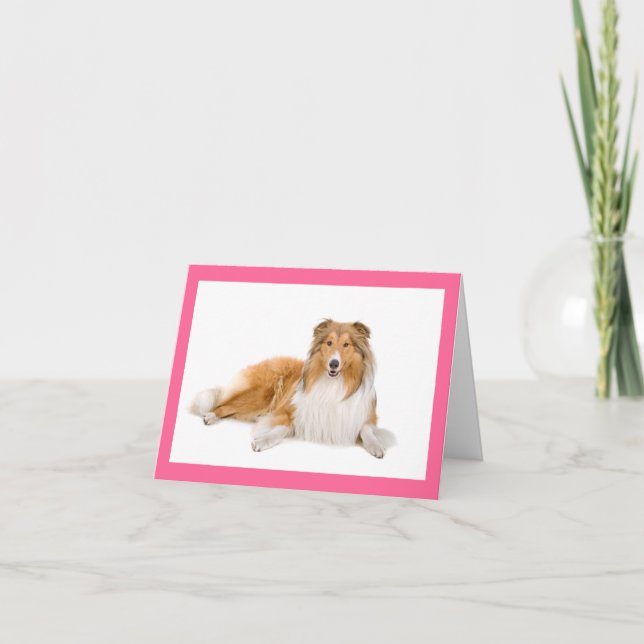 Tan And white Collie Puppy Dog Blank Note Card (Front)