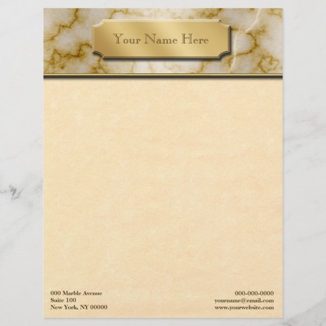 Tan and White Marble Letterhead Template (Front)