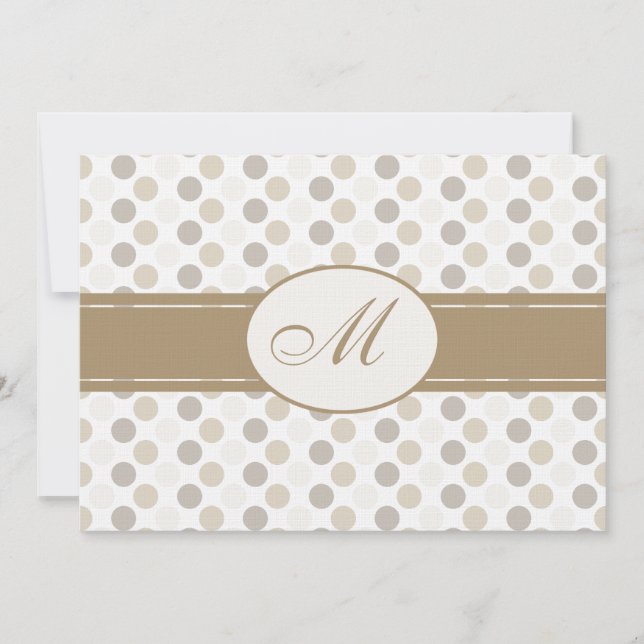 Tan and White Wedding with Monogram Invitation (Front)
