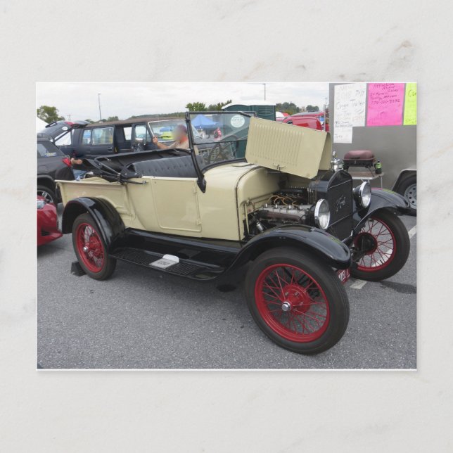 Tan Antique Car Postcard (Front)