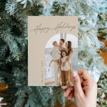 Tan Arch Holiday Photo Christmas Card