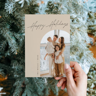 Tan Arch Holiday Photo Christmas Card