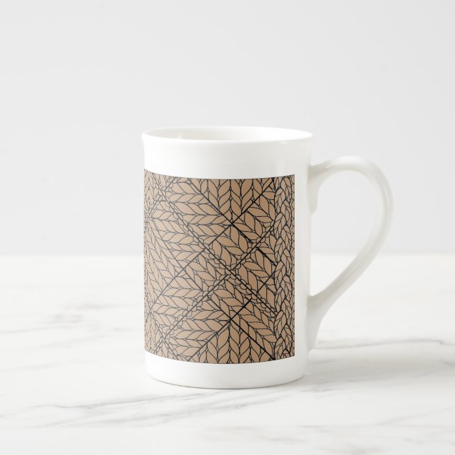 TAN ARGYLE KNIT Bone China Mug (Right)