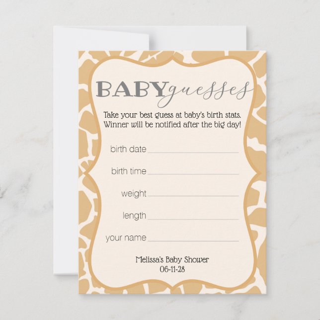 Tan Baby Boy Giraffe Baby Guesses (Front)