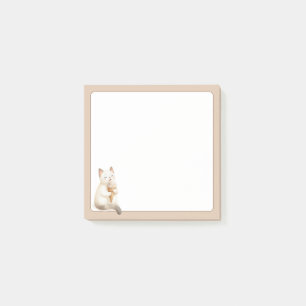 Tan Background Cute Cat with Ice Cream Cone Post-it Notes
