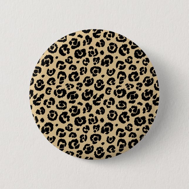 Tan Beige Black Leopard Print 6 Cm Round Badge (Front)
