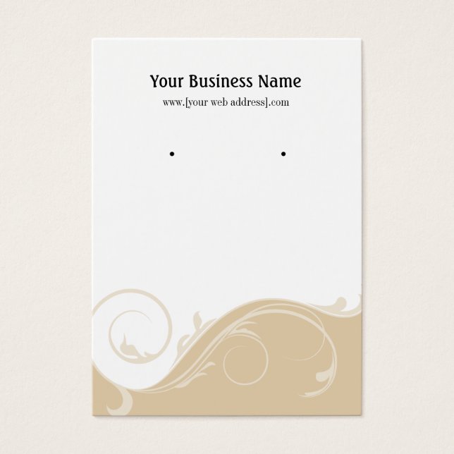 Tan Beige Swirl Custom Earring Display Card (Front)