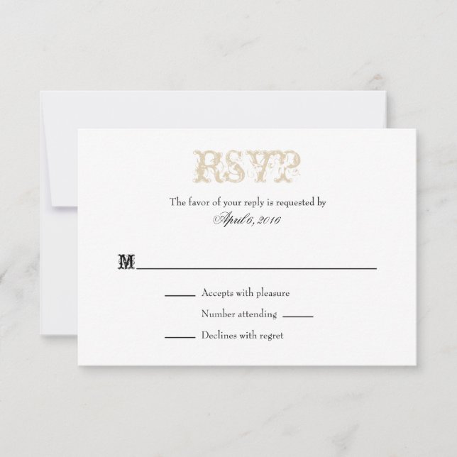 Tan Beige White Plain Simple Wedding RSVP Cards (Front)