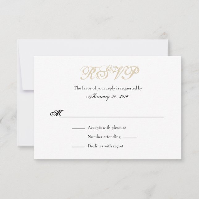 Tan Beige White Plain Simple Wedding RSVP Cards (Front)