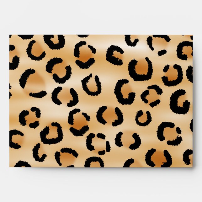 Tan, Black and Brown Leopard Print Pattern. Envelopes (Front)